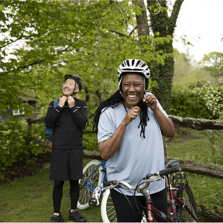 A photo of two Cancer Research UK fundraisers.