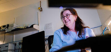 A researcher working in a lab