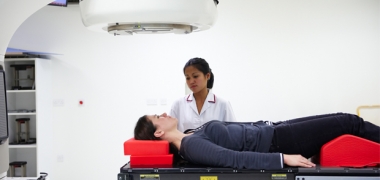 A woman having radiotherapy