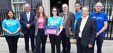 CRUK staff with some MPs outside 10 Downing Street at the hand in of our smokefree petition