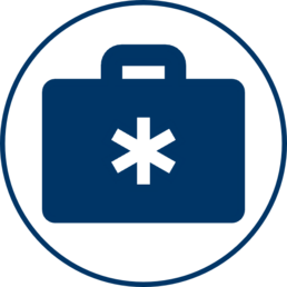 ICBP icon of a briefcase with a medical image on.