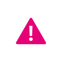 Pink triangle warning icon with exclamation mark in