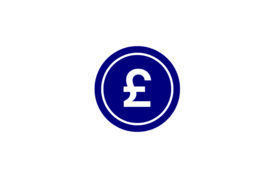 Navy icon of pound coin Navy icon of pound coin