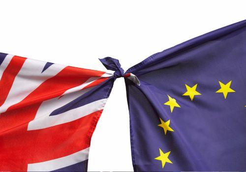 Cancer Research UK is working to support UK-EU research collaboration – image of UK and EU flags tied together at the top