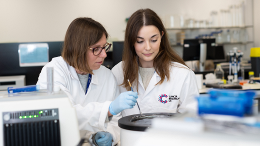 Two researchers working in the lab 