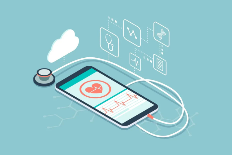 Health data on phone graphic