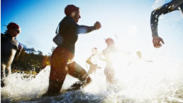 marathon runners in water