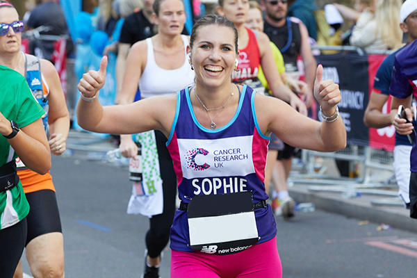 Woman running smiling