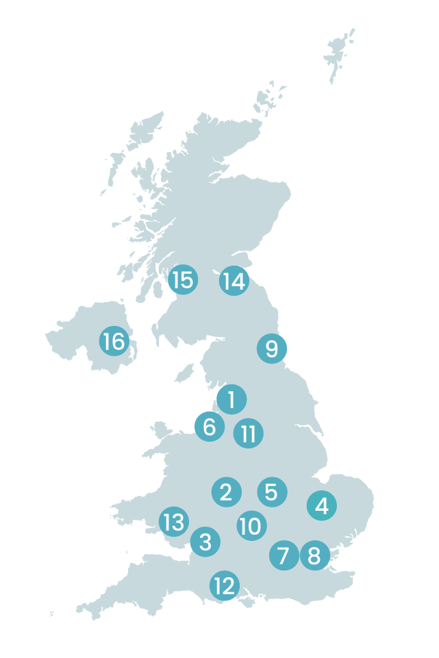A map showing all of the DETERMINE trial sites for adults
