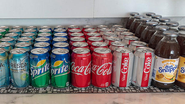 soft drinks on a shelf
