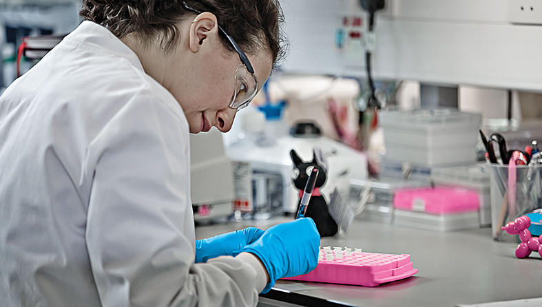 Scientist labelling samples