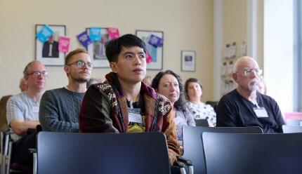 group listening to a talk