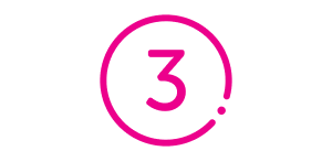 Pink circle with 3 in the centre