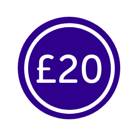 Sticker that says £20