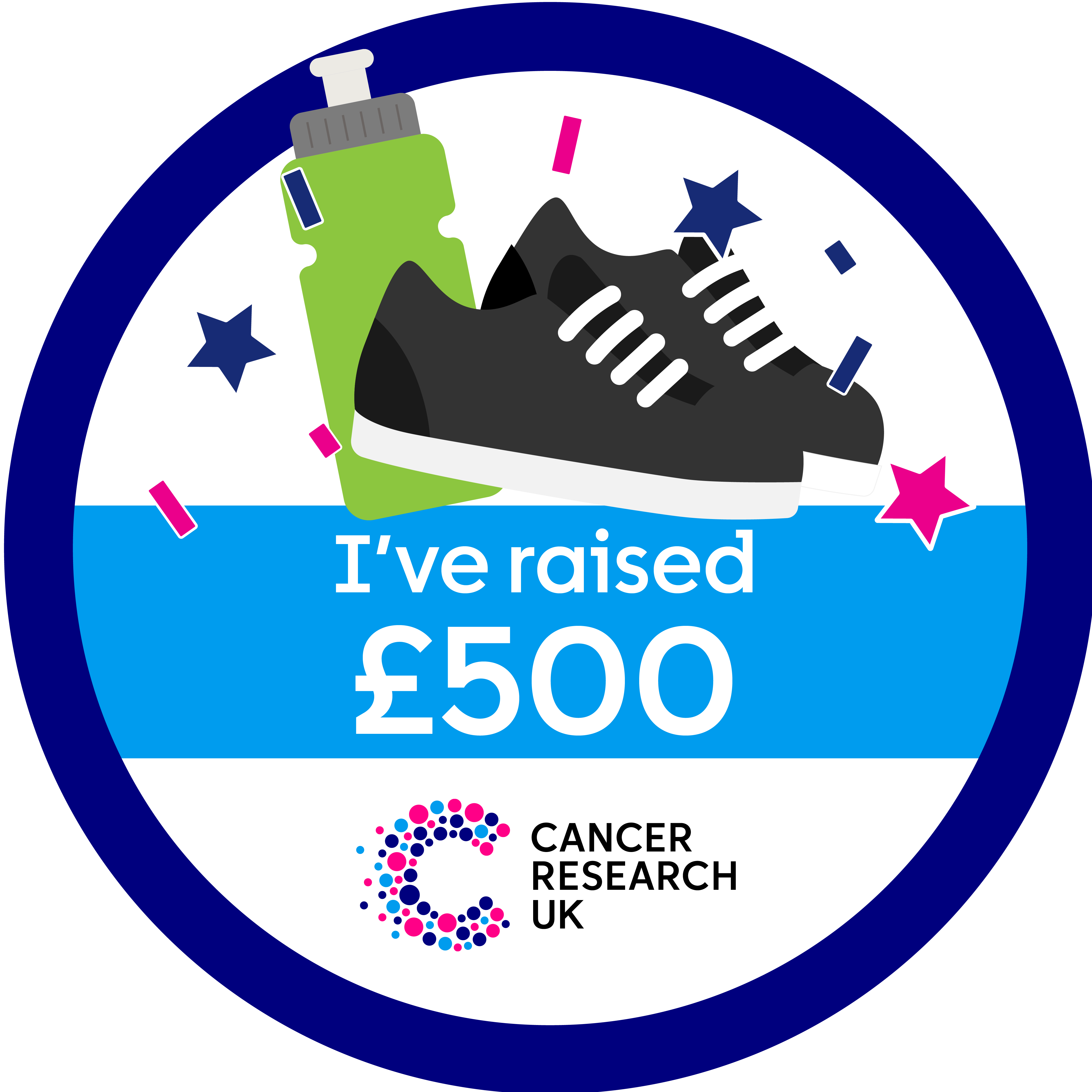 Shareable badge that says £500 milestone