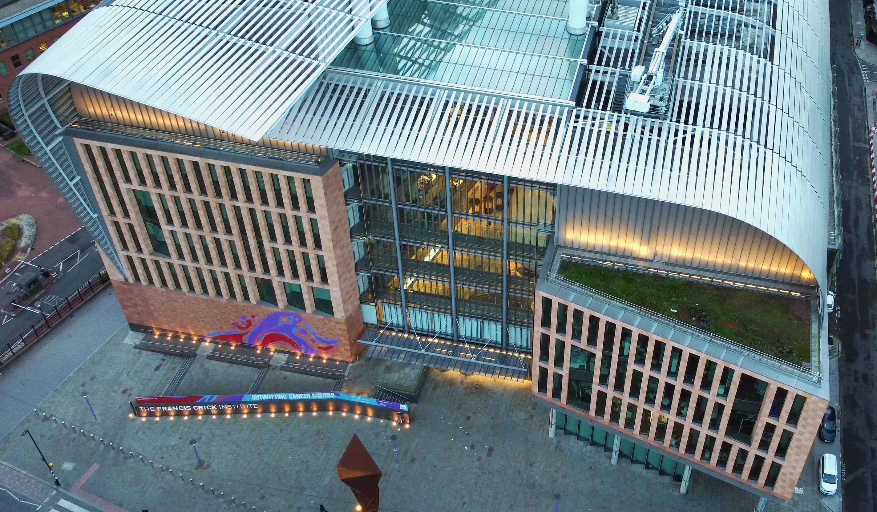 An aerial view of the Francis Crick Institute in London