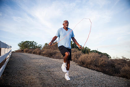 man skipping