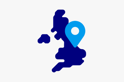 UK map and location pin icon