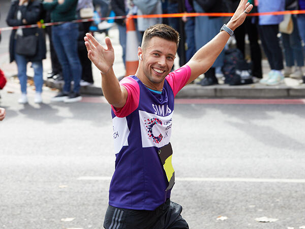 Man running smiling