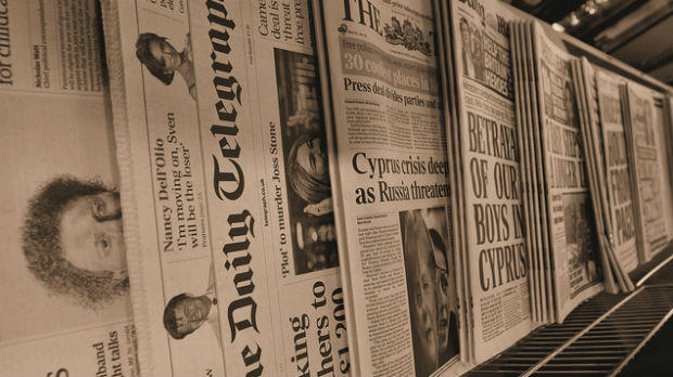 Stacks of newspapers