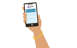 An illustration of a person holding a phone