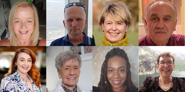 A collage of images featuring the eight members of our CDD patient involvement panel (from top left: Jo, Gary, Lesley, Sead, Holly, Ann, Dee, Julie)