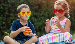 Children having a picnic in the garden