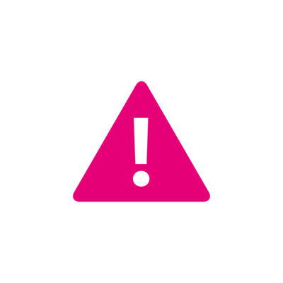 Pink triangle warning icon with exclamation mark in