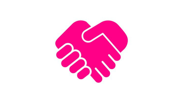 Pink hands shaking 