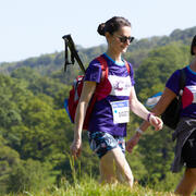 Three women hiking outdoors